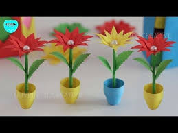 Ide Kreatif Cara Membuat Miniatur Bunga Hias Dari Kertas Origami Diy Kreasi Bunga Hias Youtube Bunga Kertas Pot Bunga Origami