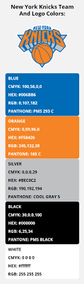 The present knicks logo was last updated during the start of the 2011 season. New York Knicks Team Colors Hex Rgb Cmyk Pantone Color Codes Of Sports Teams