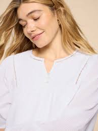 White Stuff Esme Blouson Sleeve Blouse, Brilliant White