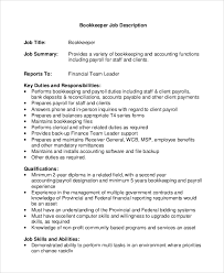 Accounting assistant duties and responsibilities. Free 8 Sample Bookkeeper Job Description Templates In Pdf Ms Word