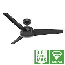 Why choose a hunter ceiling fan? Hunter Trimaran Weathermax 52 In Matte Black Indoor Outdoor Ceiling Fan With Wall Mounted Remote 3 Blade 59609 The Fixture Place