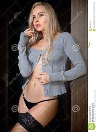 Woman Posing In Thong Panties And Stockings Stock Image Image Of Girl Body 98813725