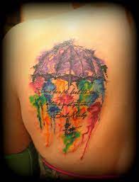 The watercolor tattoo without a black base is usually utterly devoid of dark linework (which is not to say that another color cannot be used to replace black for its linework instead). 15 Watercolor Umbrella Tattoos