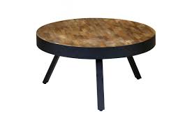 De la table basse scandinave à la table basse industrielle en passant par la table basse bois recyclé dans un esprit rustique chic, pier import vous propose une large gamme de tables de salon. Table Basse Ronde Teck Et Metal Style Industriel Et Loft O76 Cm Woody Zago Store