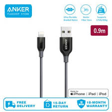 Anker A8121 Powerline Mfi Double Braided Nylon Lightning Cable 0 9m Shopee Malaysia