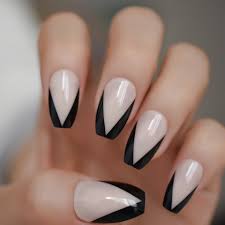 Compra Unas Postizas De Bailarina Para Manicura Unas Postizas De Color Beige Nude Negro Frances Forma Plana Cobertura Completa En La Tienda En Linea Nails Lover Store A Un Precio De 1 66 Eur