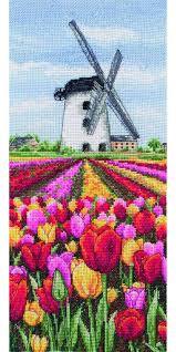 Cross stitch kit from panna featuring a christmas stocking with santa claus sleighing past a quiet winter town! Anchor Cross Stitch Dutch Tulips Cross Stitch Corner