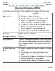 F2 Sej Bab 7 Sejarah Tingkatan 2 F2bab 7 Skor A Bab 7 Kesultanan Melayu Pahang Perak Terangganu Dan Selangor 7 1 Pengasasan Kesultanan Pahang Course Hero