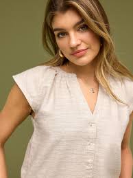 Neutral Linen Tie Front Button (Chic Sleeveless Linen Shirt White Boston  Proper)