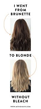 Separate a small section of hair and scrape off the dye with a gloved fingernail. I Went From Brunette To Blonde Without Bleach Here S How Brunette To Blonde Dying Hair Blonde Black To Blonde Hair