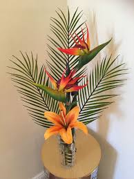 Artificial Bird Of Paradise Flower Arrangement Uk Tropical Decor Artificial Areca Palm Birds Of Paradise And Lilly Artificial Plant Wall Artificial Plant Arrangements Artificial Plants Outdoor