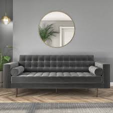 From classic styles to contemporary designs. 3 Seater Sofa In Grey Velvet With Buttoned Back Bolster Cushions Elba Buyitdirect Ie