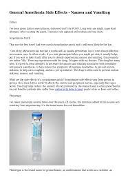 General Anesthesia Side Effects Nausea And Vomiting