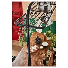 Plenty of island and rack storage ‒ and the butcher block gives you a robust workspace. Vadholma Black Rack For Kitchen Island Ikea
