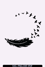 1feather To Birds Svg Digital File Silhouette Painting Feather Bird Silhouette