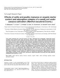 Pdf Effects Of Cattle And Poultry Manures On Organic Matter Content And Adsorption Complex Of A Sandy Soil Under Cassava Cultivation Manihot Esculenta Crantz