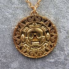 Pirates Of The Caribbean Aztec Coin Medallion Skull Charm Fancy Necklace Pirates Of The Caribbean Pirates Fancy Necklace