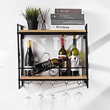 Etagere De Vin En Metal Mural Loft Support En Verre Tablette En Bois Support A Vin 12 Unite De Rangeme En 2020 Porte Bouteille Etageres A Bouteilles De Vin Casier Vin
