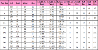 Ohyeah Size Chart Including Lingerie Size Womens Panty Size