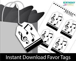Music Notes Party Favor Tags Diy Hang Tags Gift Bag Tags Etsy In 2020 Diy Favor Tags Music Note Party Music Note Party Favors
