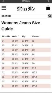 complete miss me size chart womens miss me sizing chart