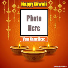 Petite card, as low as $1.50. Diwali Wishes Photo Frame Card Online Create Free