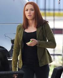The winter soldier intercepts captain america and his friends on the highway. Black Widow Green Jacket Captain America The Winter Soldier Jacket