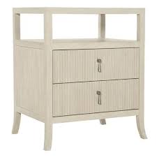 Two full sized drawers provide ample room for all your bedside necessities, keeping the area around your bed organized. Alice Modern Classic Beige Two Drawer Open Top Shelf Nightstand Standard 21 29 W Kathy Kuo Home