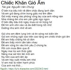 Khánh phương của thời chiếc khăn gió ấm. Loi Bai Hat Chiec Khan Gio Am Nguyen Van Chung Co Nhac Nghe