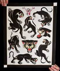 Panther Sheet Pork Chop Sheet Flash Sheet Braden Kendall 16 X 20 Fine Art Print In 2021 Traditional Panther Tattoo Panther Tattoo Traditional Panther