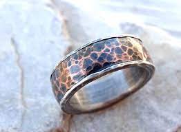 Forged Silver Copper Ring Mens Wedding Band Hammered Copper Ring Silver Copper Wedding Ring Rustic Wedding Ring Personalized Mens Ring Copper Wedding Rings Rings Mens Wedding Bands Rustic Wedding Rings