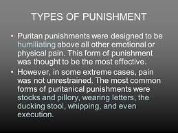 uncountable, countable an act or a way of punishing somebody. Puritan Justice Ppt Video Online Download