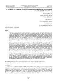 For the chinese student, listening is Pdf The Successes And Challenges In English Language Learning Experiences Of Postgraduate International Students In Malaysia