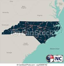 Road map of west north carolina. Map Of State North Carolina Usa Vector Set Of North Carolina State With Roads Map Cities And Neighboring States Canstock