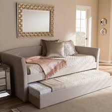 Baxton Studio Camino Modern And Contemporary Beige Fabric Upholstered Daybed With Guest Trundle Bed Twin Daybed With Trundle Daybed With Trundle Trundle Bed