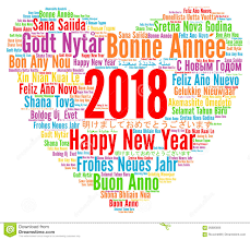 Ano Novo Feliz 2018 Em Linguas Diferentes Ilustracao Stock Ilustracao De Espanhol Partido 95895606