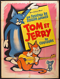 He throws vases, paper airplanes jerry is bored and lonely after tom gets booted from the house so he decides to get him back inside. Tom And Jerry Movie Poster French 1 Panel 47x63 Original Vintage Movie Poster 5519