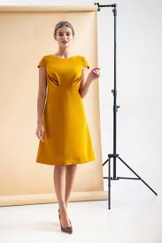Mustard Cocktail Dress Summer Midi A Line Cap Sleeve Party Dress Yellow Wedding Guest Dress Bridesmaid A Line Dresses For Women Tavrovska