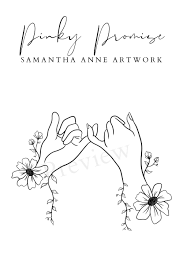 The delicate design is cute on its own, but it also makes a perfect matching piece to share with the person who you can always trust to keep your pinky promises. Pinky Promise Wall Art Floral Digital Print Hands Fine Line Art Black And White Minimalist Boho Home Decor Digital Download Line Art Drawings Mini Drawings Digital Art Prints