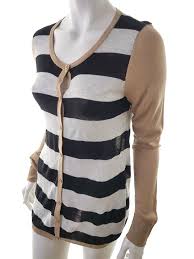 Details About Soyaconcept Womens Usa Size M Sweater Stripes Black Viscose Beige