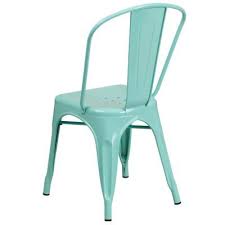 Mint Green Metal Indoor Outdoor Stackable Chair Green Metal Chairs Vintage Style Chairs Metal