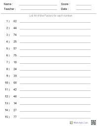 Free Factoring Worksheet Factors Worksheets Printable Factors And Multiples Worksheets Factors And Multiples Finding Factors Prime Factorization Worksheet