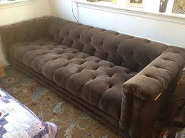 Jayda 82'' velvet tuxedo arm sofa. Brown Velvet Chesterfield Sofa Tufted Couch Mcm Similar To Edward Wormley For Dunbar Couch Furniture Couch Chesterfield Sofa