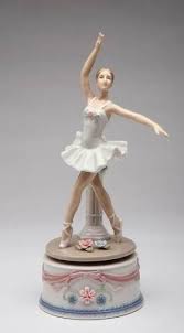 Woman Ballerina Pirouette In White Dress On Musical Box Figurine Music Box Ballerina Music Box Antique Music Box