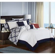 Bath & towels shower curtains towels bath rugs & mats bath accessories bath robes kids bath. Chic Home 8 Piece Lalita Navy Blue And White Reversible Medallion Printed Plush Hotel Collection Twin Bed In A Bag Comforter Set Navy With Sheet Set Walmart Com Walmart Com