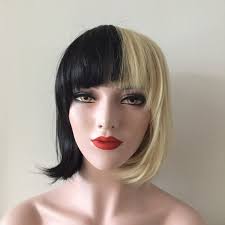 If you like light hair colors, choose a medium to dark blonde for flattering color against your dark skin. Women Bob Half Black Half Blonde Two Tone Straight Short Hair Etsy