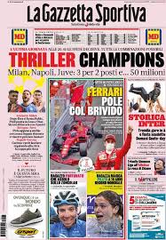 Posted in gazzetta dello sport, prime pagine tags: In Prima Pagina I Quotidiani In Edicola Oggi 23 Maggio 2021 Cip