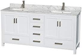 By virtu usa (4) $ 1439 00 $ 1759.00. Wyndham Collection Sheffield 72 Inch Double Bathroom Vanity In White White Carrara Marble Countertop Undermount Square Sinks And No Mirror Amazon Com