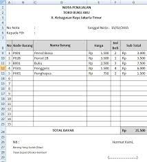 Membuat Nota Penjualan Otomatis Microsoft Excel