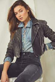 Piper Cropped Vegan Moto Jacket Womens Moto Jacket Vegan Leather Jacket Distressed Leather Jacket